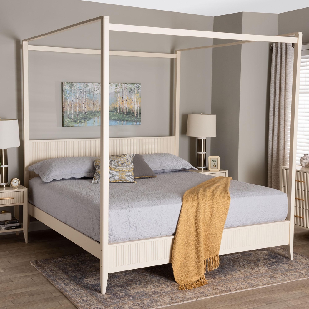 Steagall Ivory King Canopy Bed - Thumbnail - Image 2