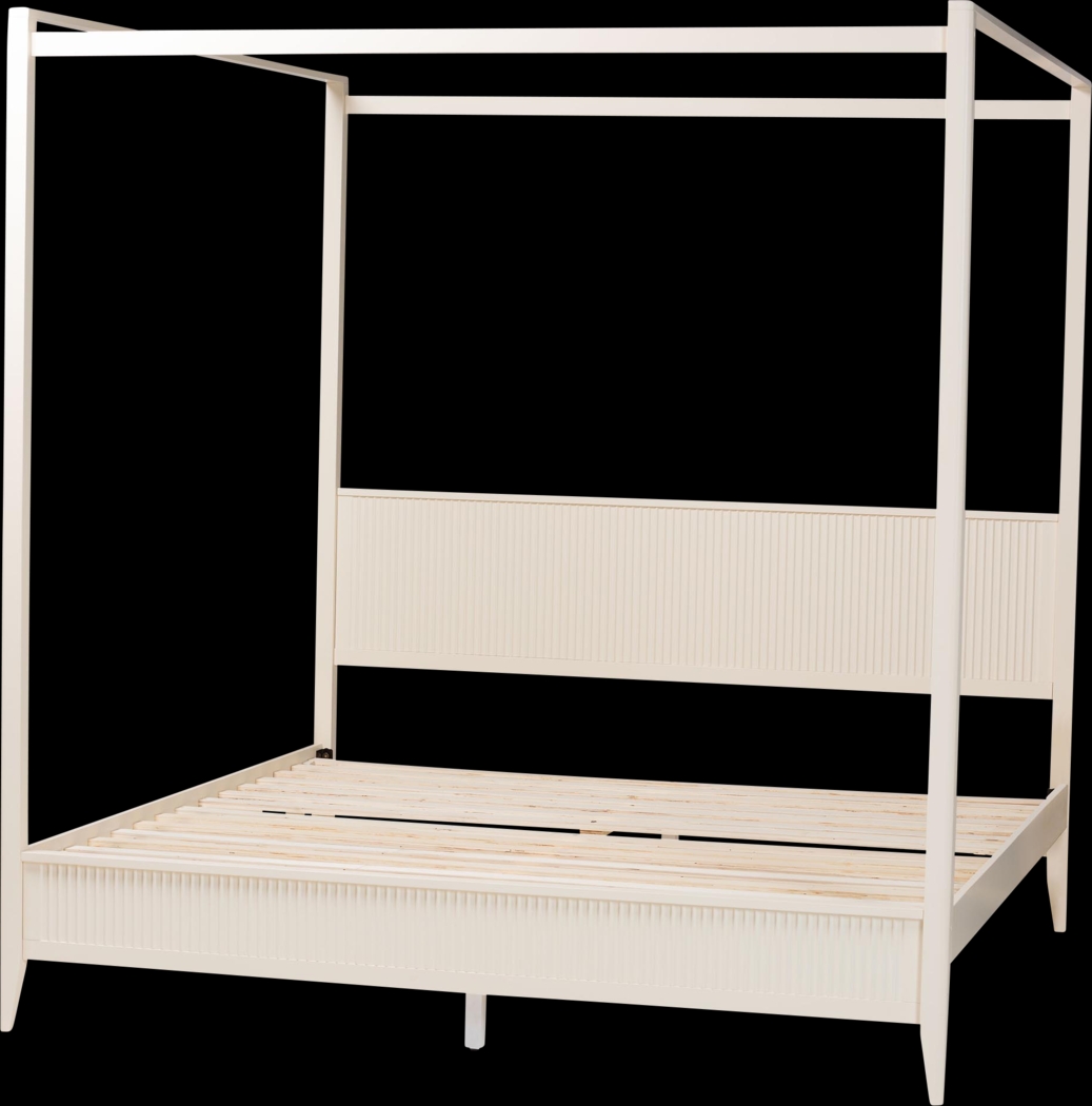 Steagall Ivory King Canopy Bed - Thumbnail - Image 4