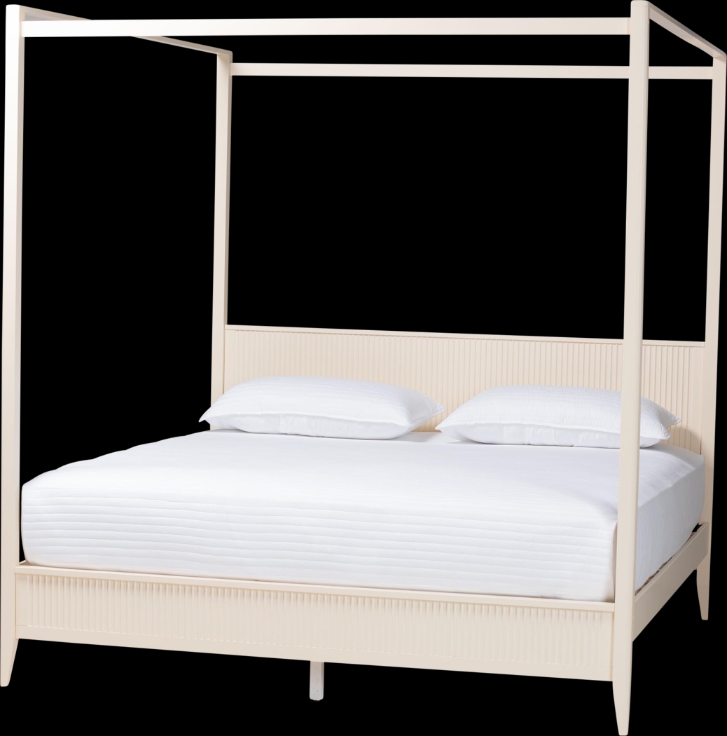 Steagall Ivory King Canopy Bed - Thumbnail - Image 1