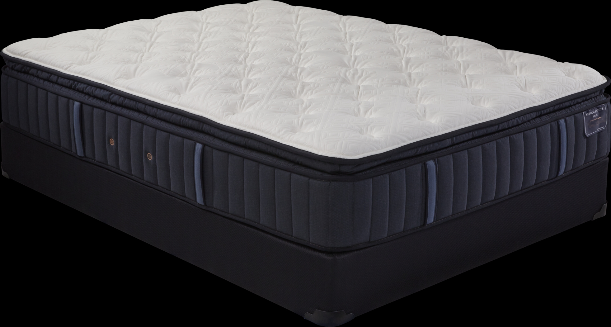 Stearns and Foster Hurston Lux Plush Euro Pillow Top Low Profile Queen Mattress Set - Thumbnail - Image 1