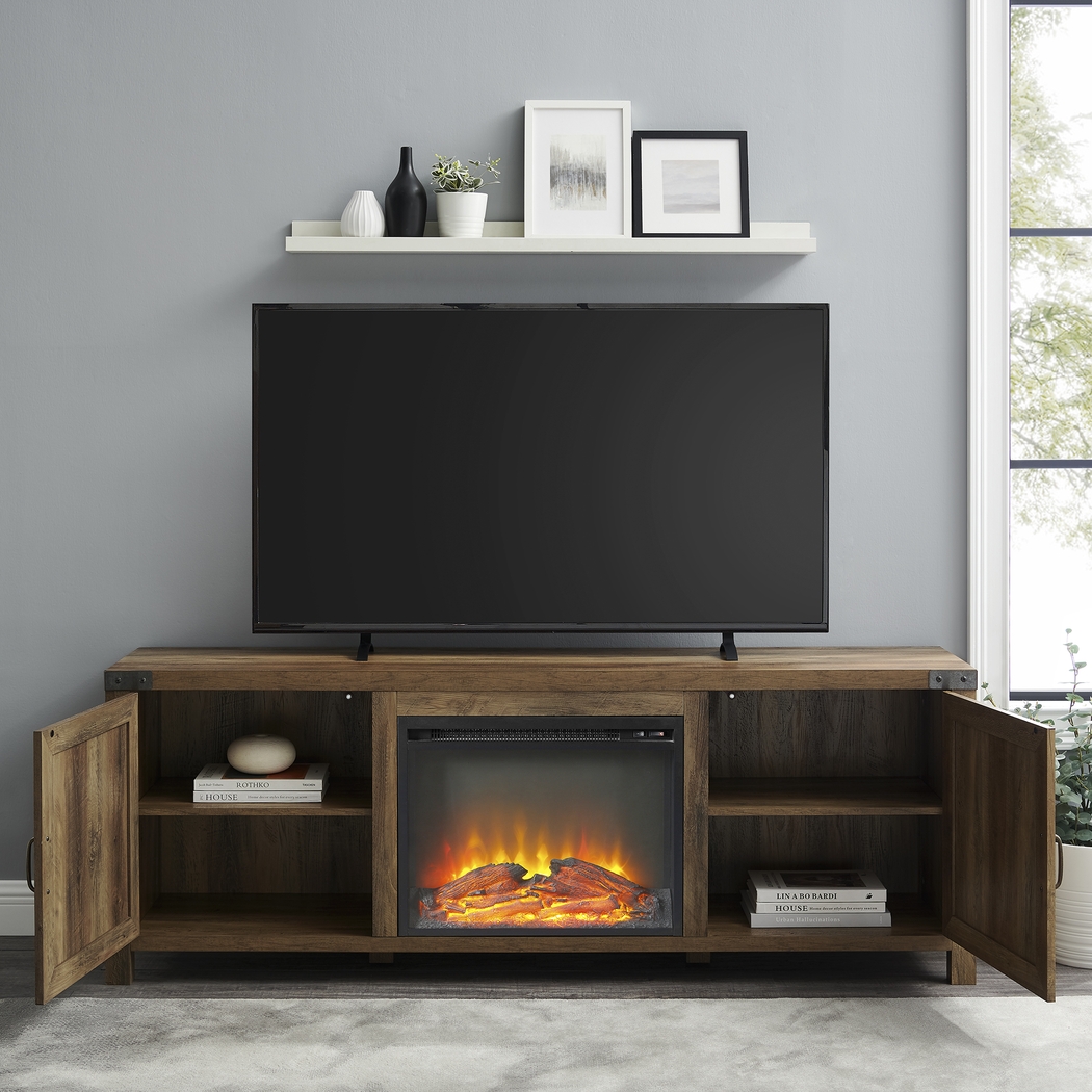 Steedsford Oak 70 in. Console, With Electric Fireplace - Thumbnail - Image 2