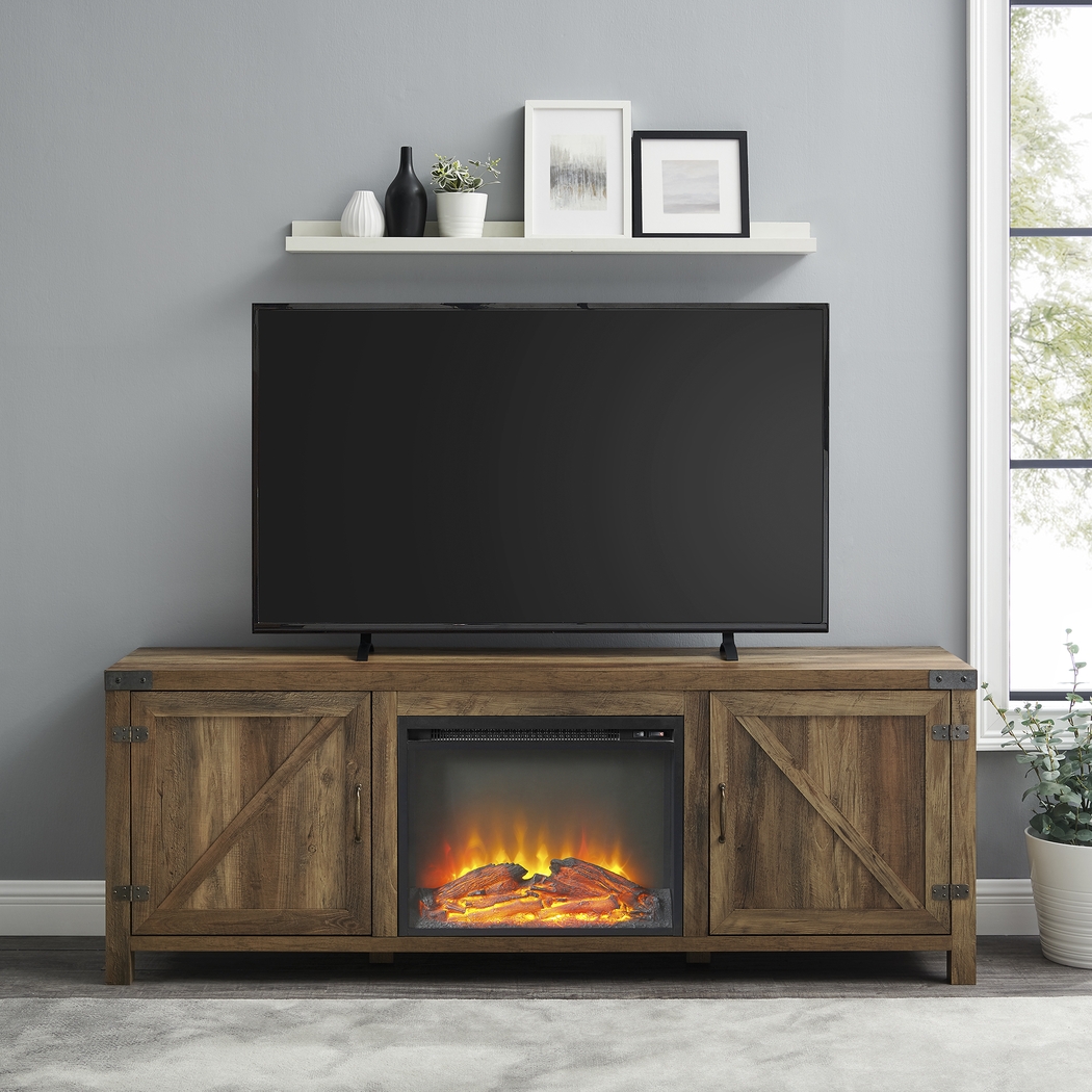 Steedsford Oak 70 in. Console, With Electric Fireplace - Thumbnail - Image 3
