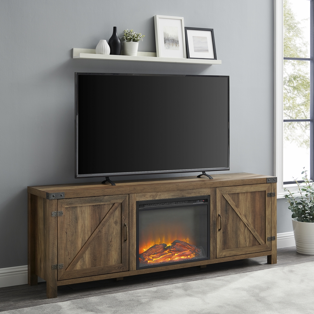 Steedsford Oak 70 in. Console, With Electric Fireplace - Thumbnail - Image 4