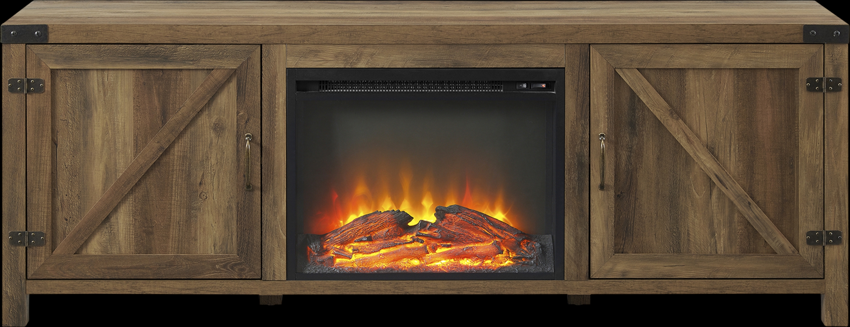 Steedsford Oak 70 in. Console, With Electric Fireplace - Thumbnail - Image 1