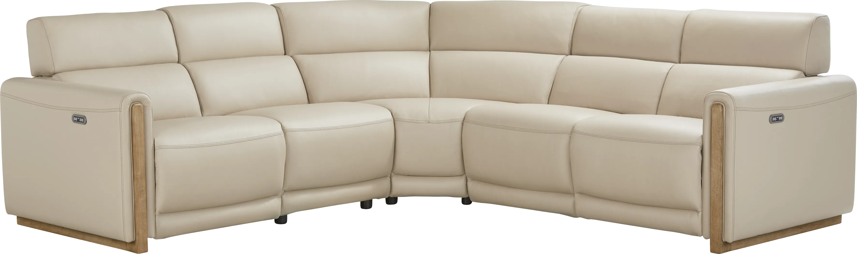 Stefano Taupe Leather 5 Pc Dual Power Reclining Sectional - Thumbnail - Image 3