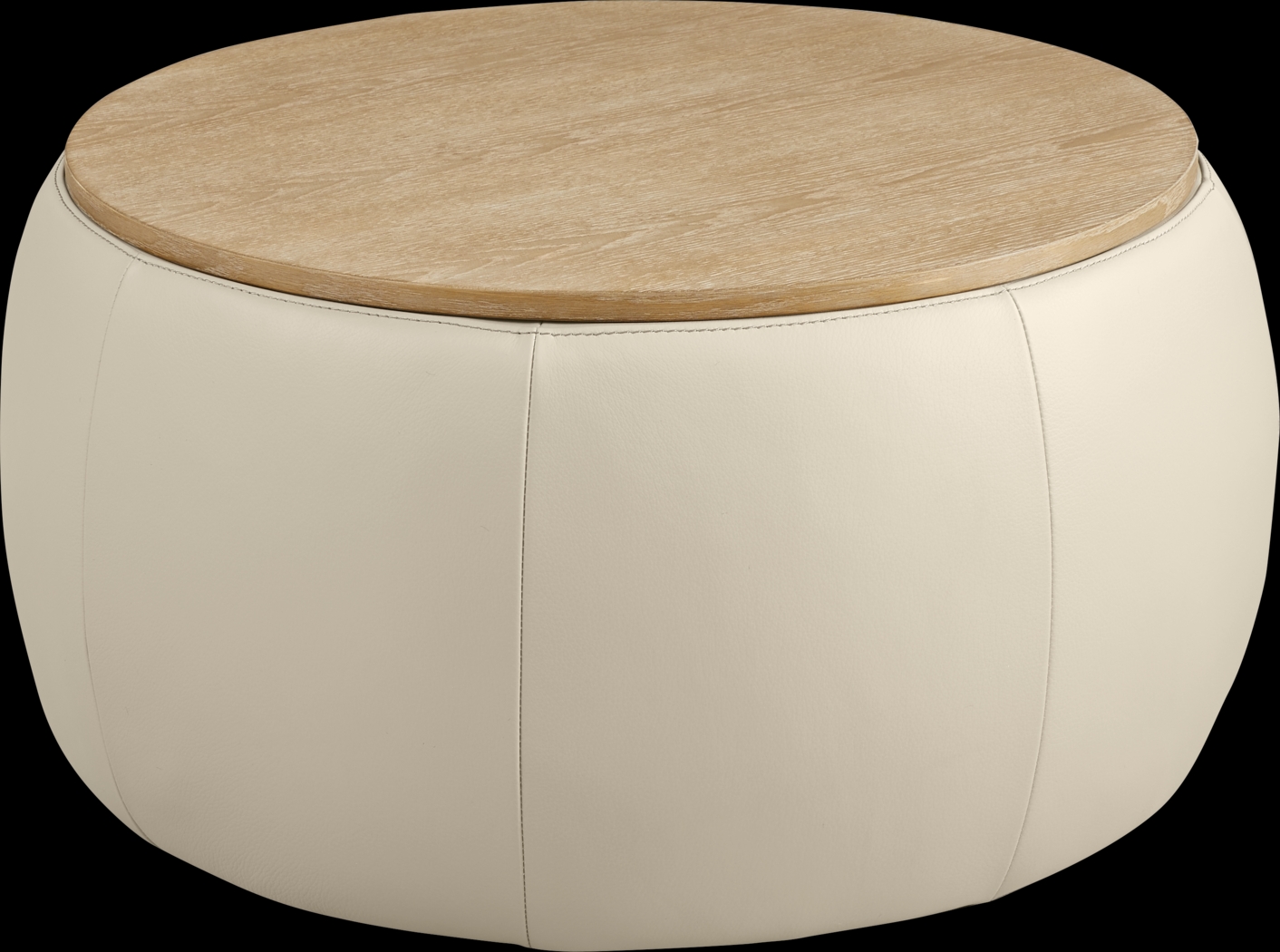 Stefano Taupe Leather Storage Ottoman - Thumbnail - Image 1