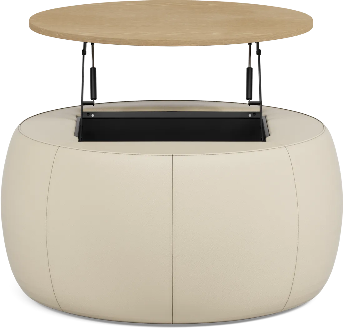 Stefano Taupe Leather Storage Ottoman - Thumbnail - Image 2