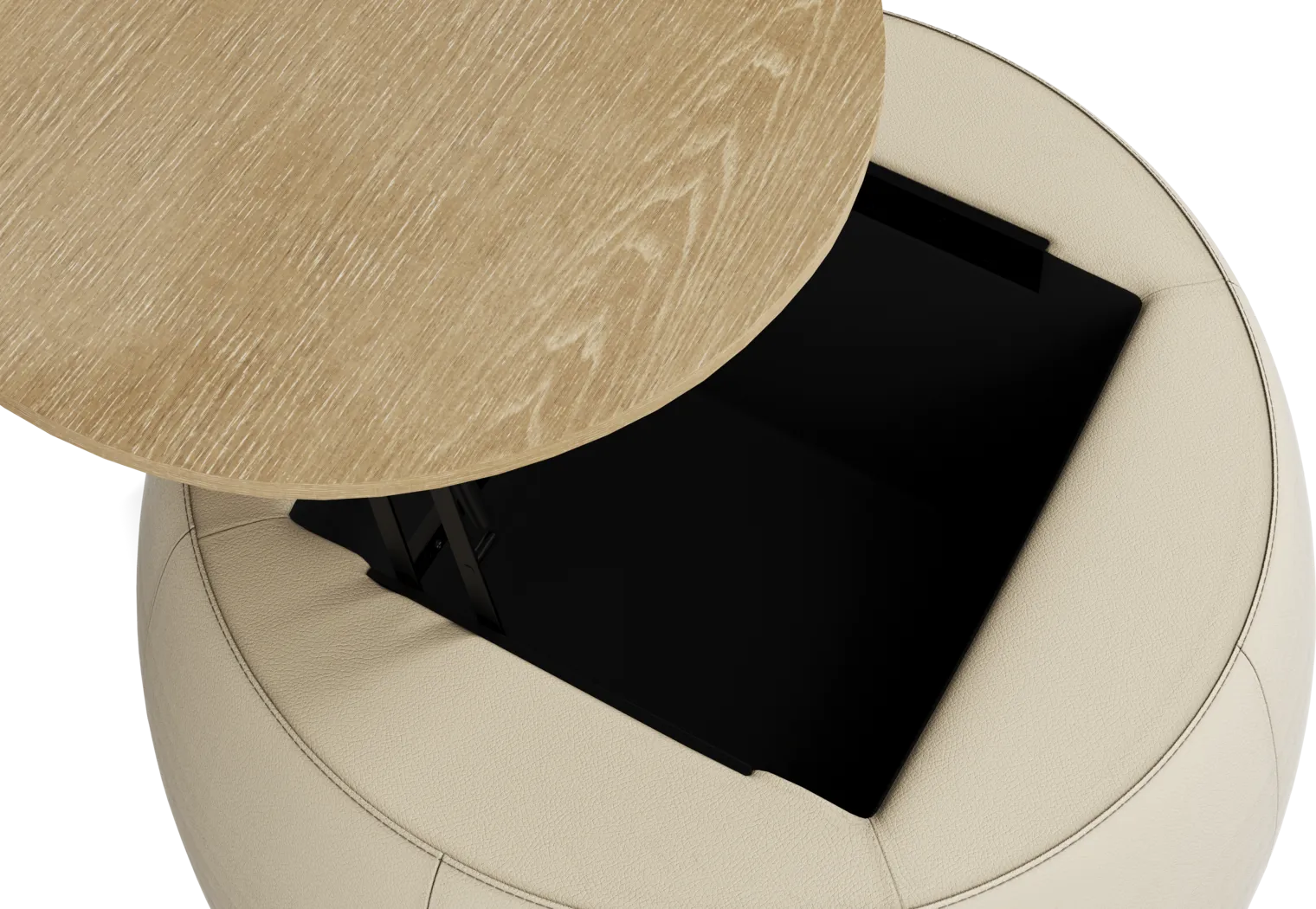 Stefano Taupe Leather Storage Ottoman - Thumbnail - Image 3