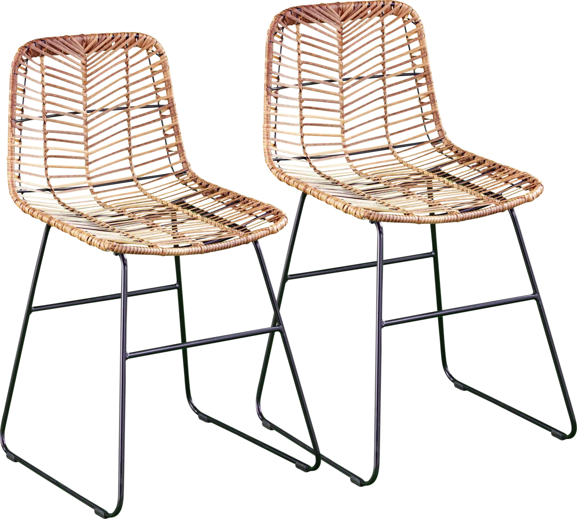 Stelly Natural Outdoor Side Chair, Set of 2 - Thumbnail - Image 1