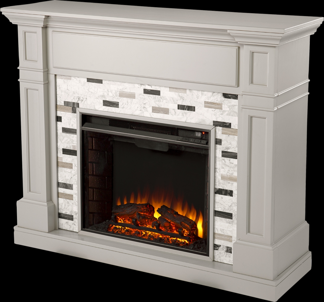 Stembridge II Gray 48 in. Console With Electric Log Fireplace - Thumbnail - Image 1