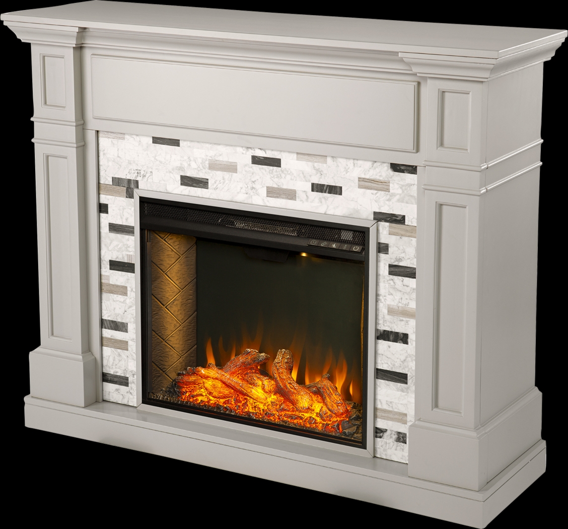 Stembridge III Gray 48 in. Console With Smart Electric Fireplace - Thumbnail - Image 1