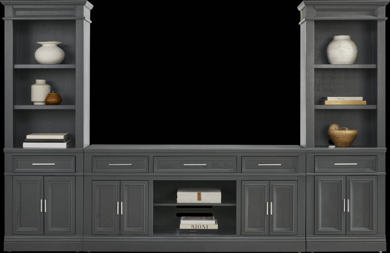 Stephenson Dark Gray 3 Pc Wall Unit with 70 in. Console - Thumbnail - Image 2