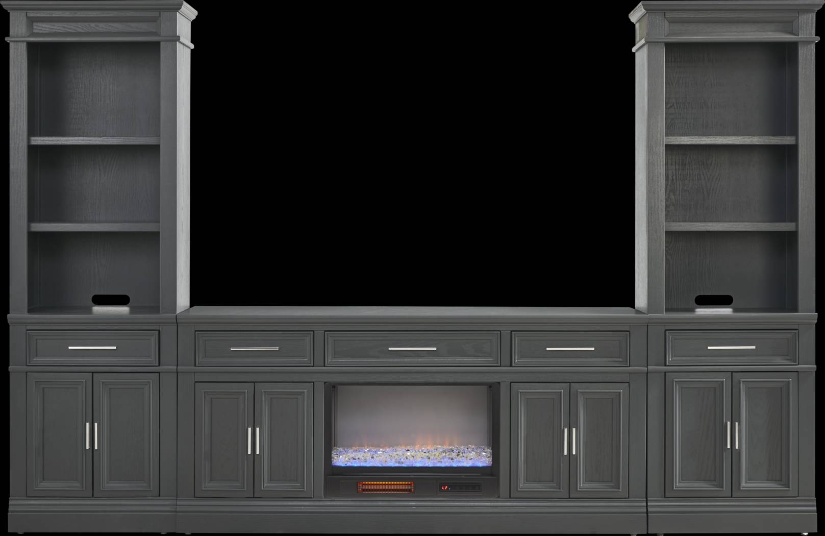 Stephenson Dark Gray 4 Pc Wall Unit with 70 in. Console and Electric Fireplace - Thumbnail - Image 1
