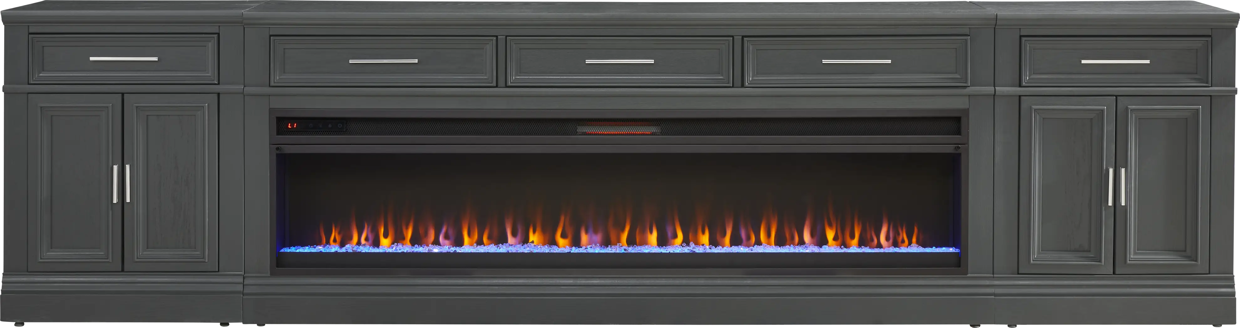 Stephenson Dark Gray 4 Pc Console with Electric Fireplace - Thumbnail - Image 1