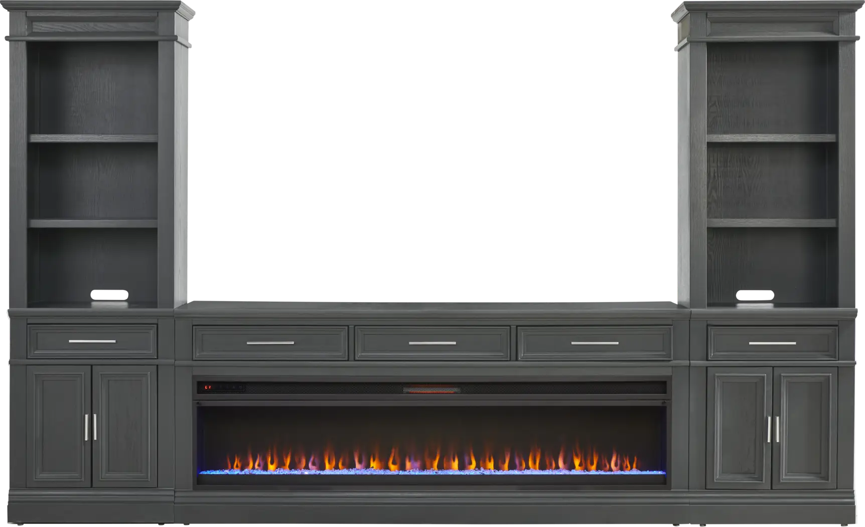 Stephenson Dark Gray 4 Pc Wall Unit with 78 in. Console and Electric Fireplace - Thumbnail - Image 1