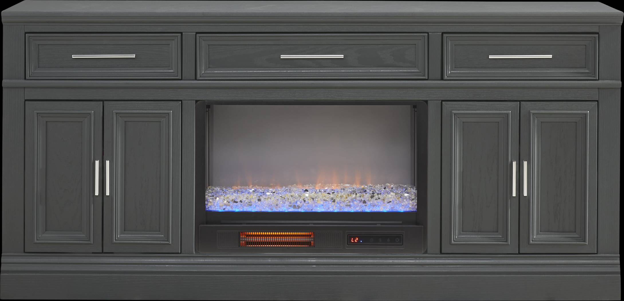 Stephenson Dark Gray 70" Console with Electric Fireplace - Thumbnail - Image 1