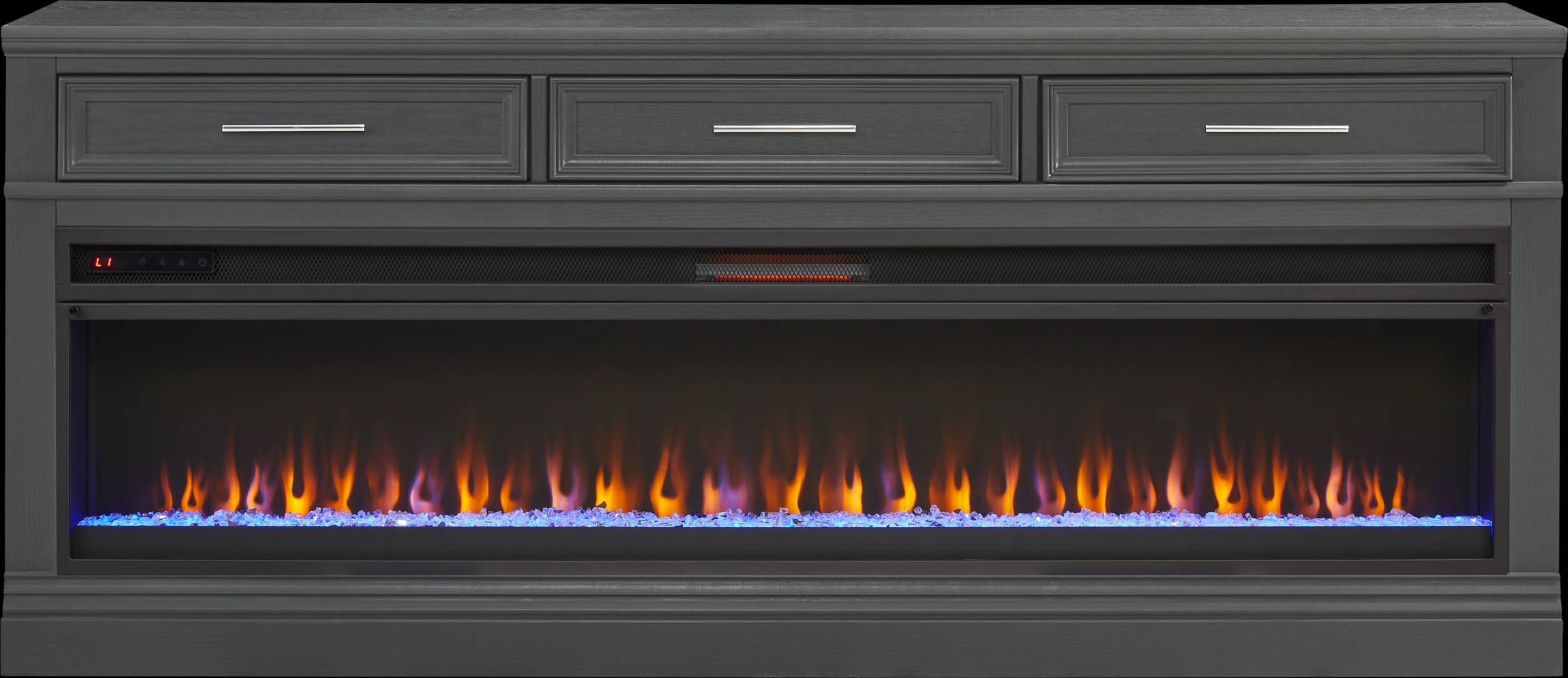 Stephenson Dark Gray 78" Console with Electric Fireplace - Thumbnail - Image 1