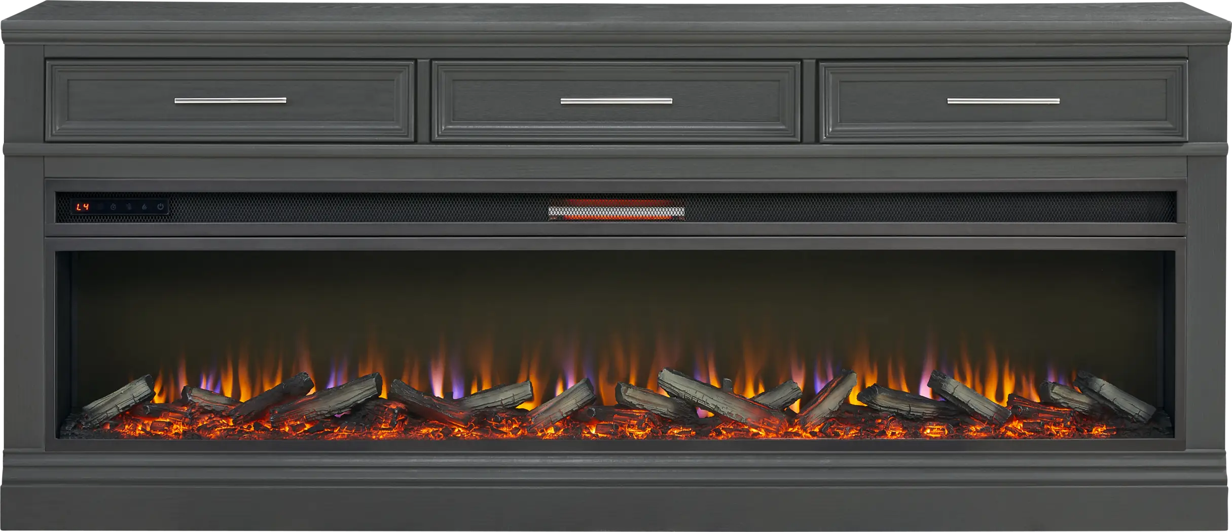 Stephenson Dark Gray 78" Console with Electric Log Fireplace - Thumbnail - Image 1