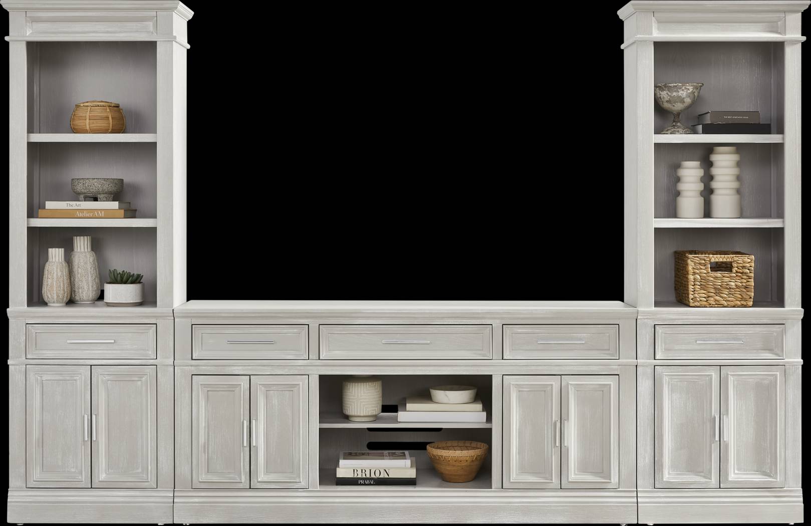 Stephenson Light Gray 3 Pc Wall Unit with 70 in. Console - Thumbnail - Image 2