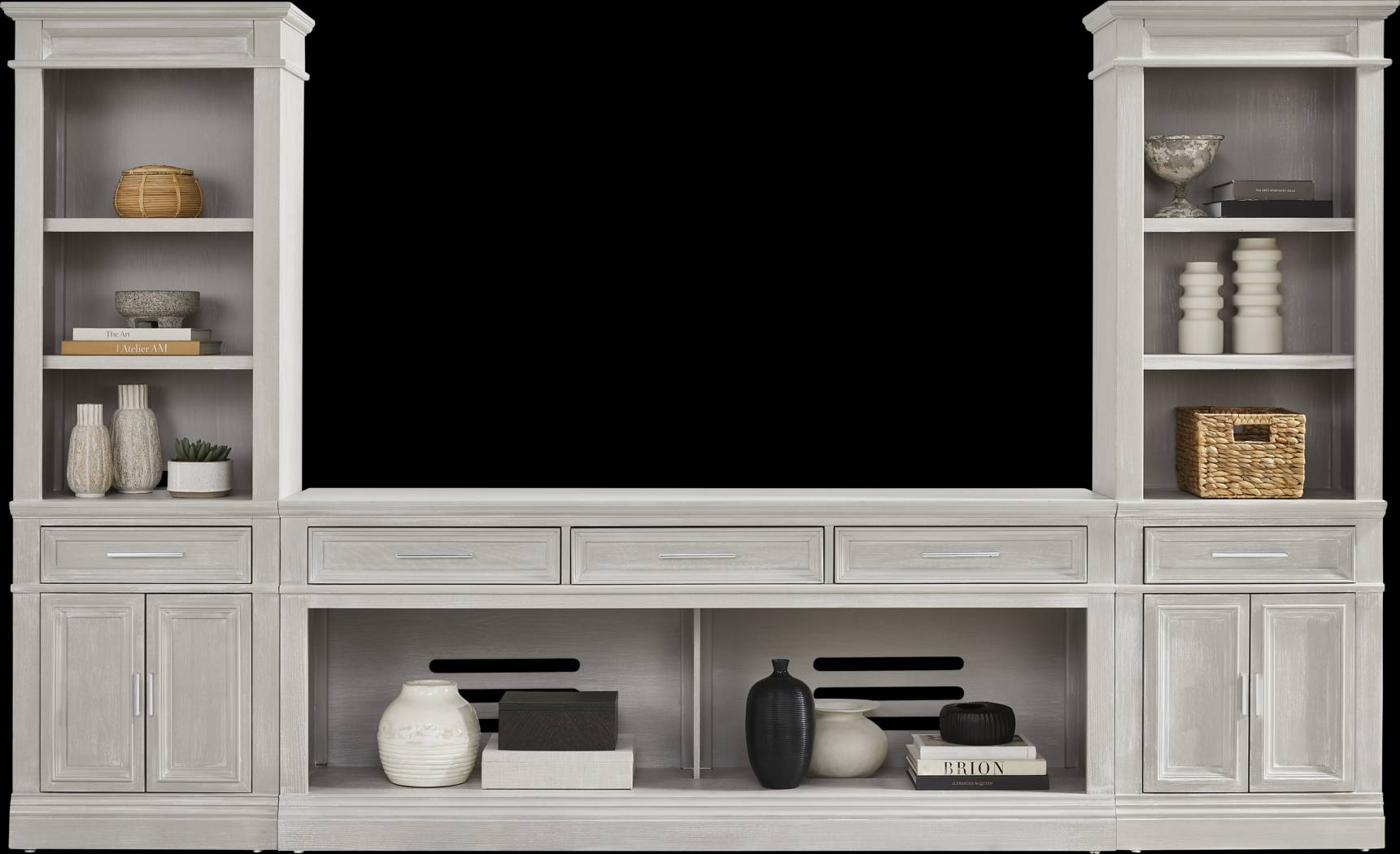 Stephenson Light Gray 3 Pc Wall Unit with 78 in. Console - Thumbnail - Image 2
