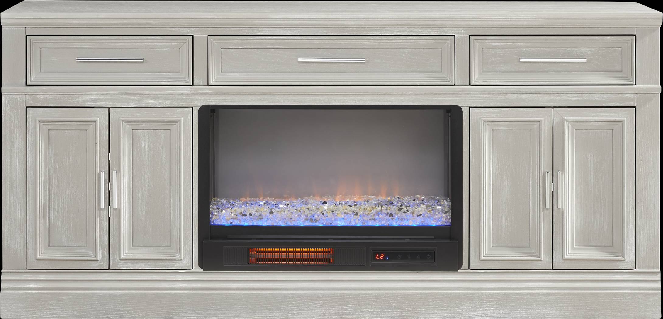 Stephenson Light Gray 70" Console with Electric Fireplace - Thumbnail - Image 1