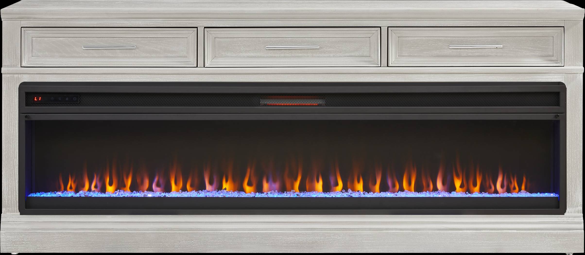 Stephenson Light Gray 78" Console with Electric Fireplace - Thumbnail - Image 1