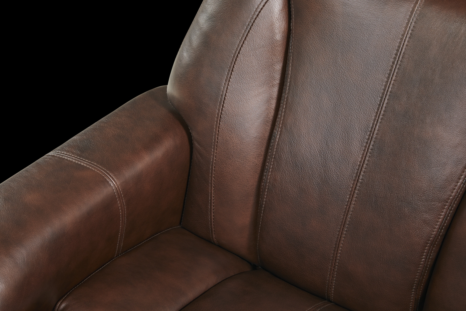 Stewart Place Brown Leather Recliner and Ottoman - Thumbnail - Image 3