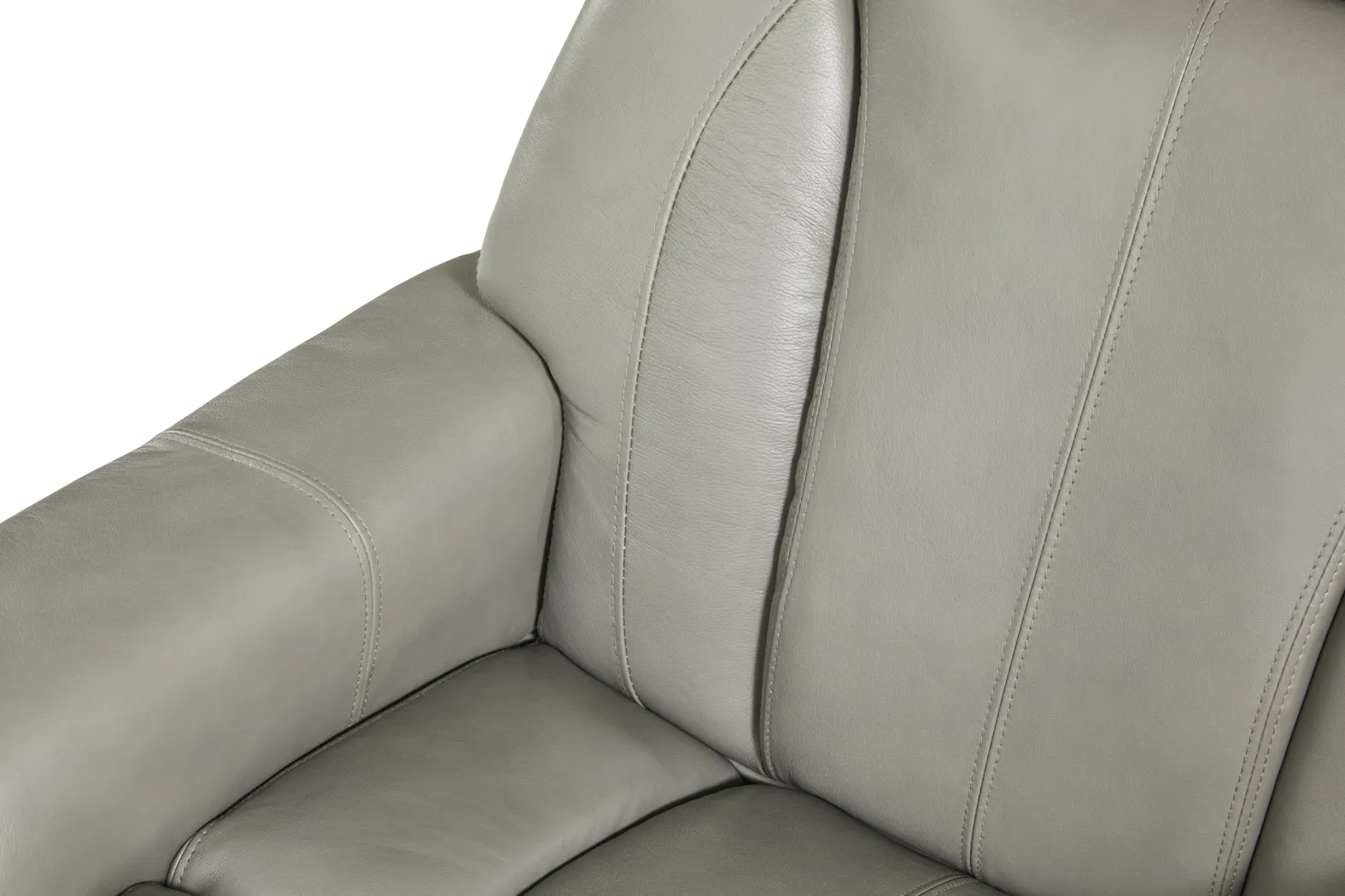 Stewart Place Gray Leather Recliner and Ottoman - Thumbnail - Image 3