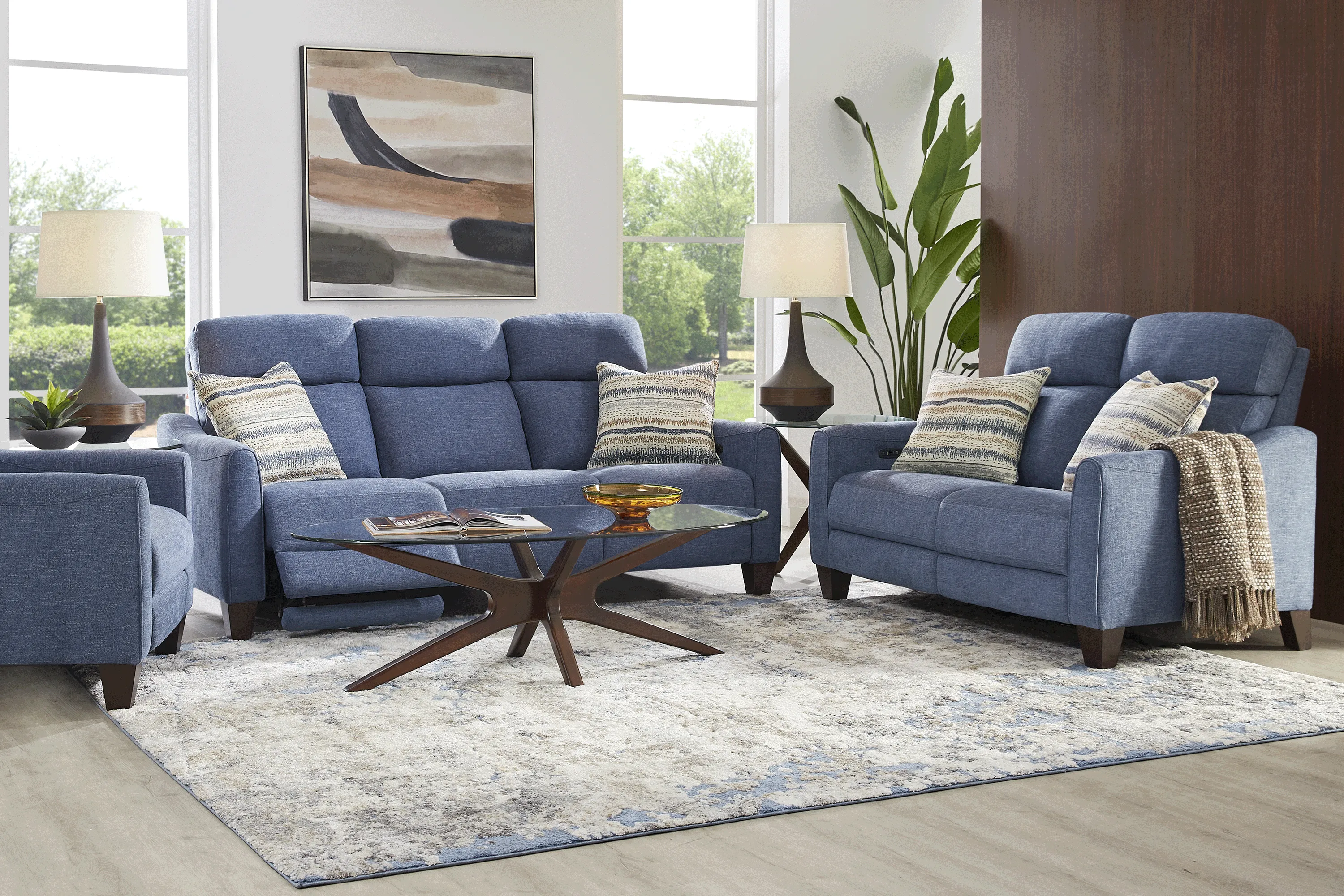 Stonecrest Indigo 2 Pc Living Room with Dual Power Reclining Sofa - Thumbnail - Image 1