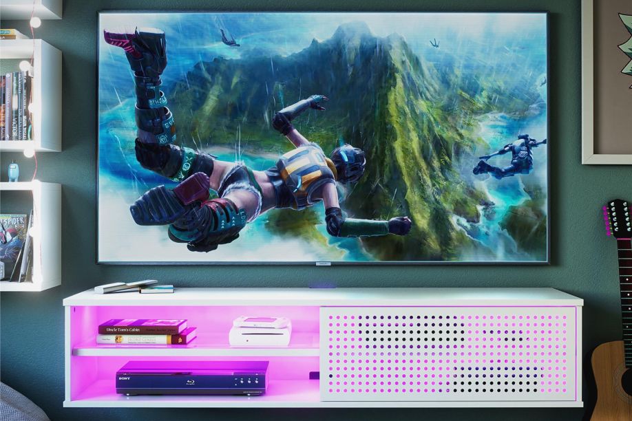 console with lights for storage 