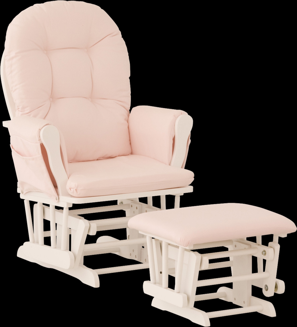 Nursery Stork Craft Hoop Glider & Ottoman - White/Pink - Thumbnail - Image 1
