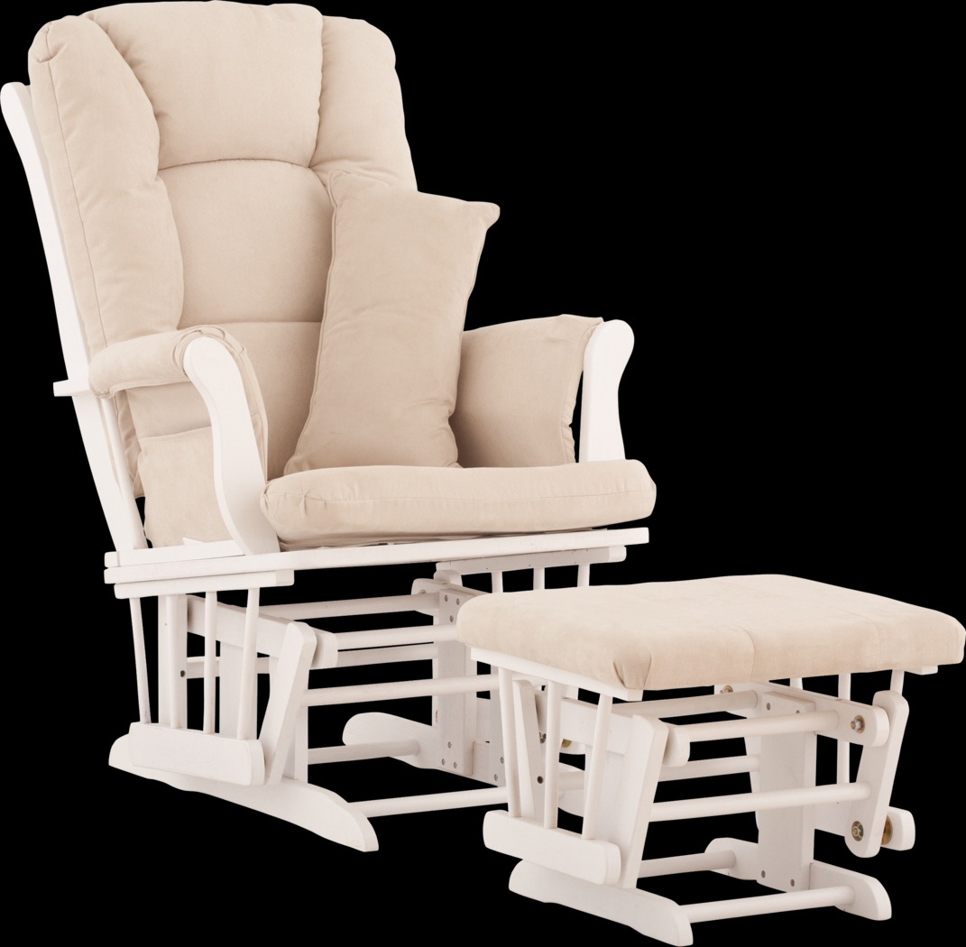 Nursery Stork Craft Tuscany Glider and Ottoman - White/Beige - Thumbnail - Image 1