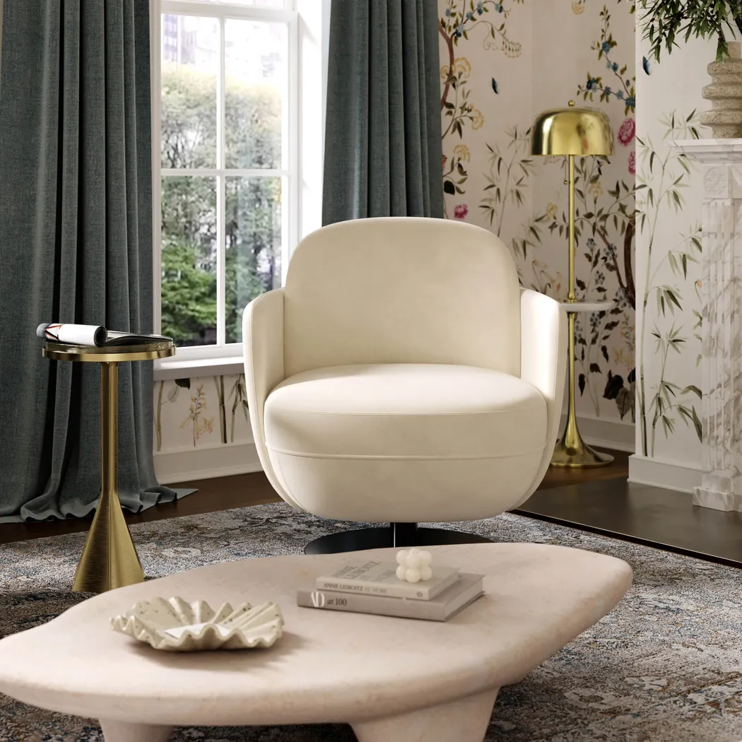 Stormwoody I Cream Swivel Accent Chair - Thumbnail - Image 2