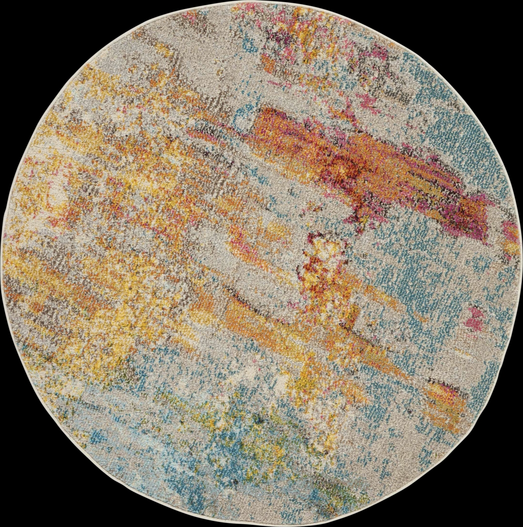 Stormy Skies Blue 5'3 Round Rug - Thumbnail - Image 1