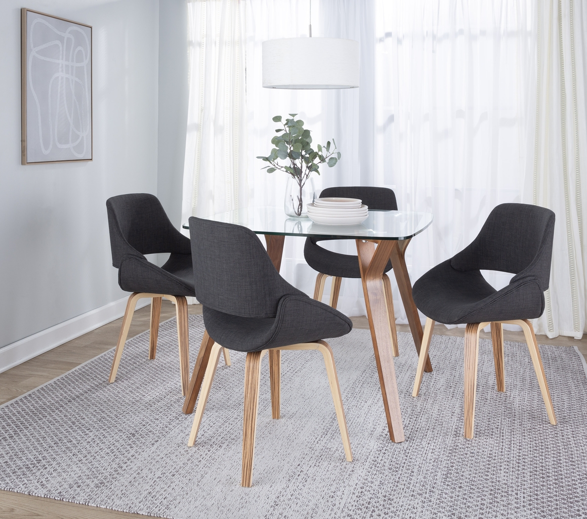 Stroble V Charcoal Dining Chair, Set of 2 - Thumbnail - Image 2