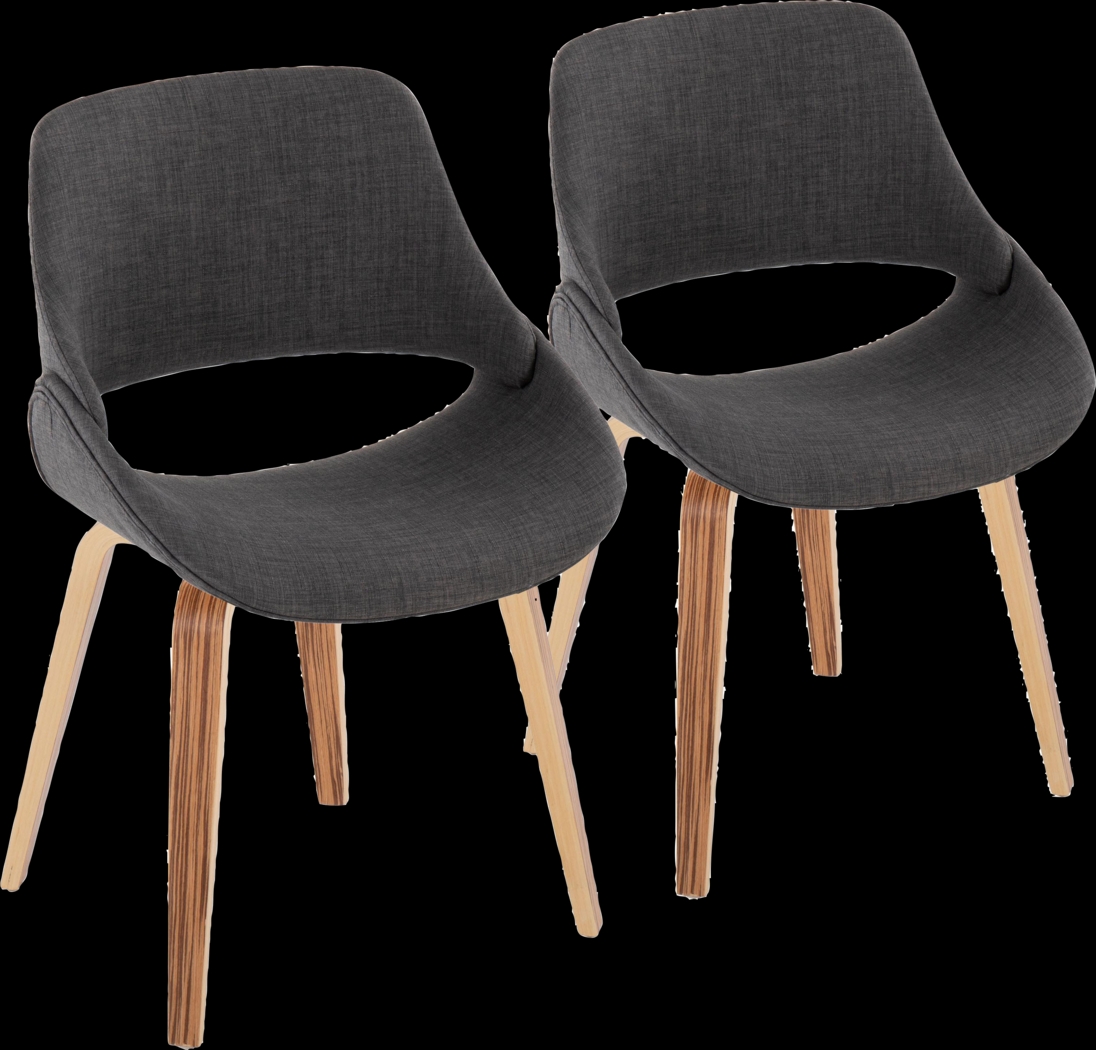 Stroble V Charcoal Dining Chair, Set of 2 - Thumbnail - Image 1