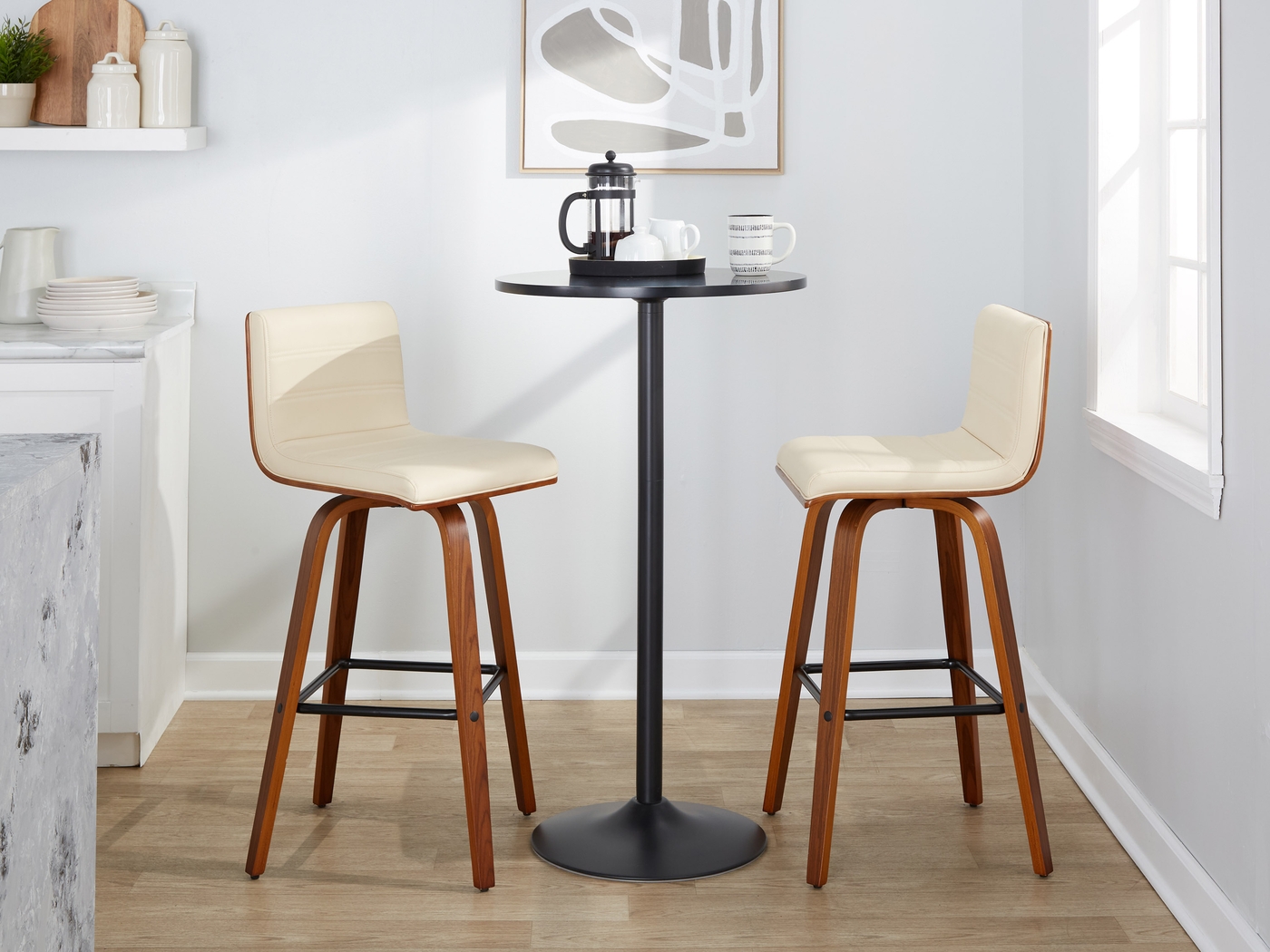 Sturfield II Cream Swivel Barstool, Set of 2 - Thumbnail - Image 9