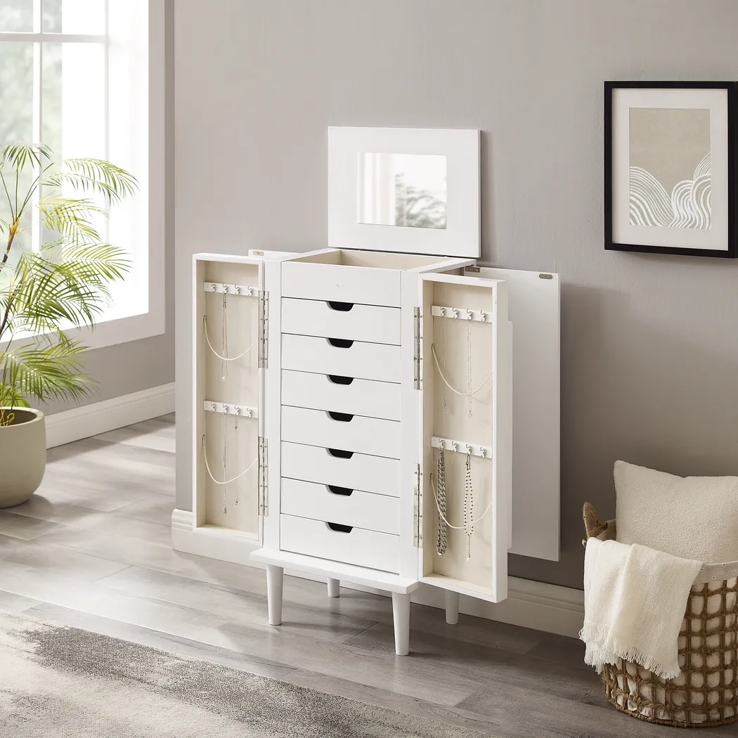 Suari White Jewelry Armoire - Thumbnail - Image 2