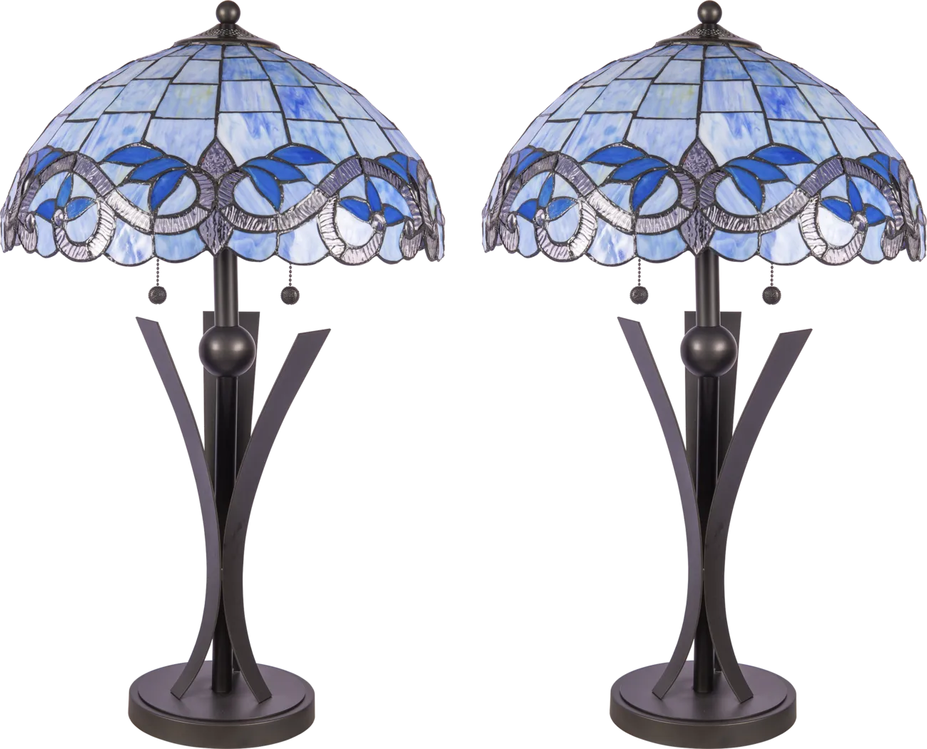 Suffok Edge 2 Pc Blue Tiffany Lamp Set - Thumbnail - Image 1
