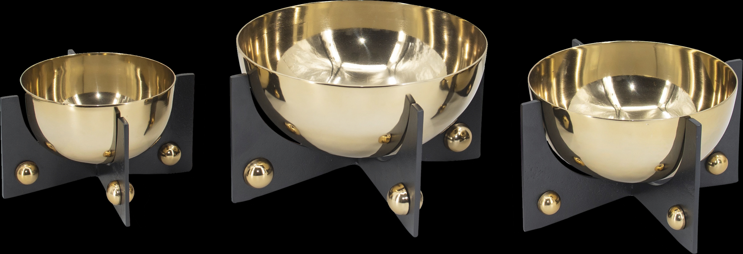 Sufney Shore Gold/Black Decorative Bowl, Set of 3 - Thumbnail - Image 1