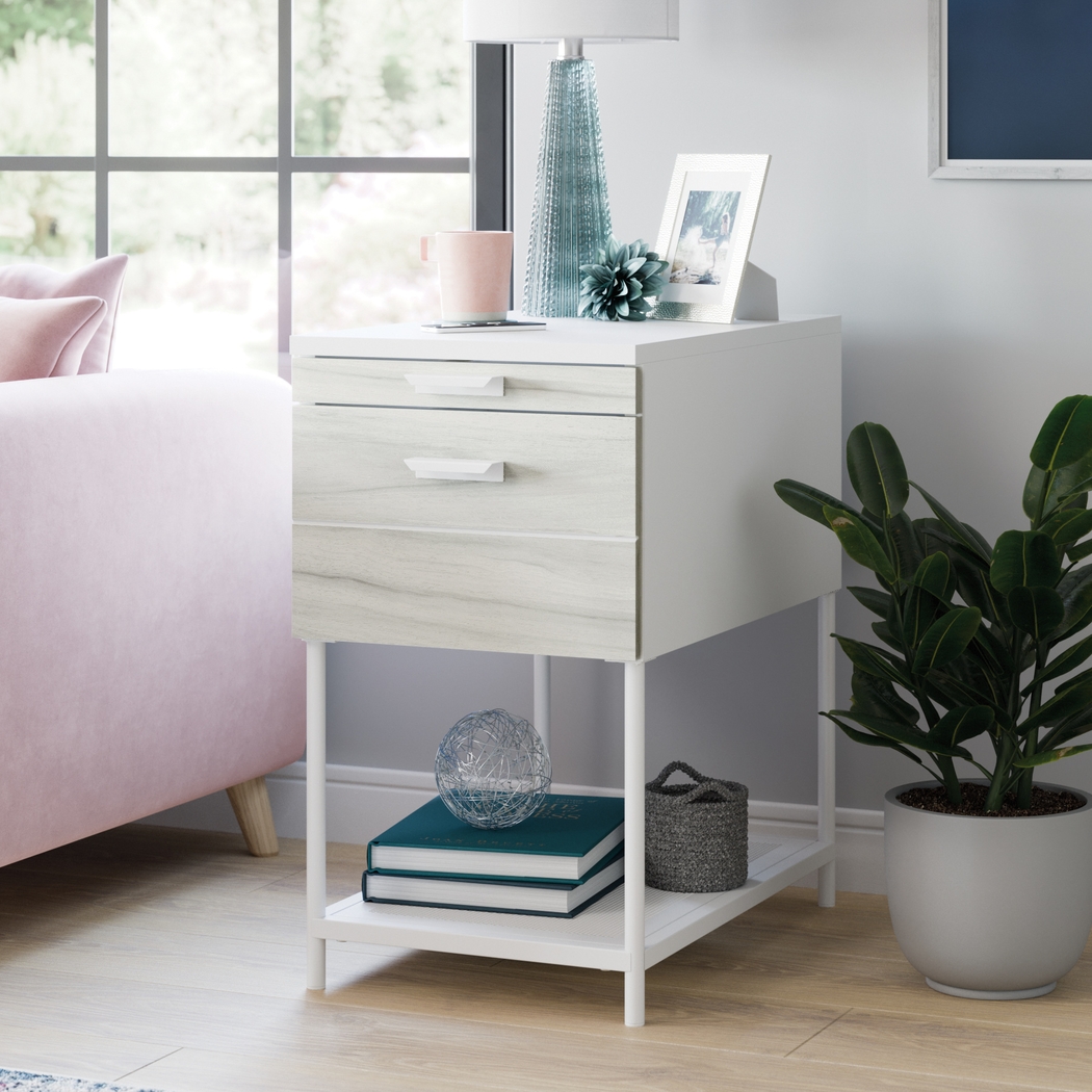 Sumae White Nightstand - Thumbnail - Image 2