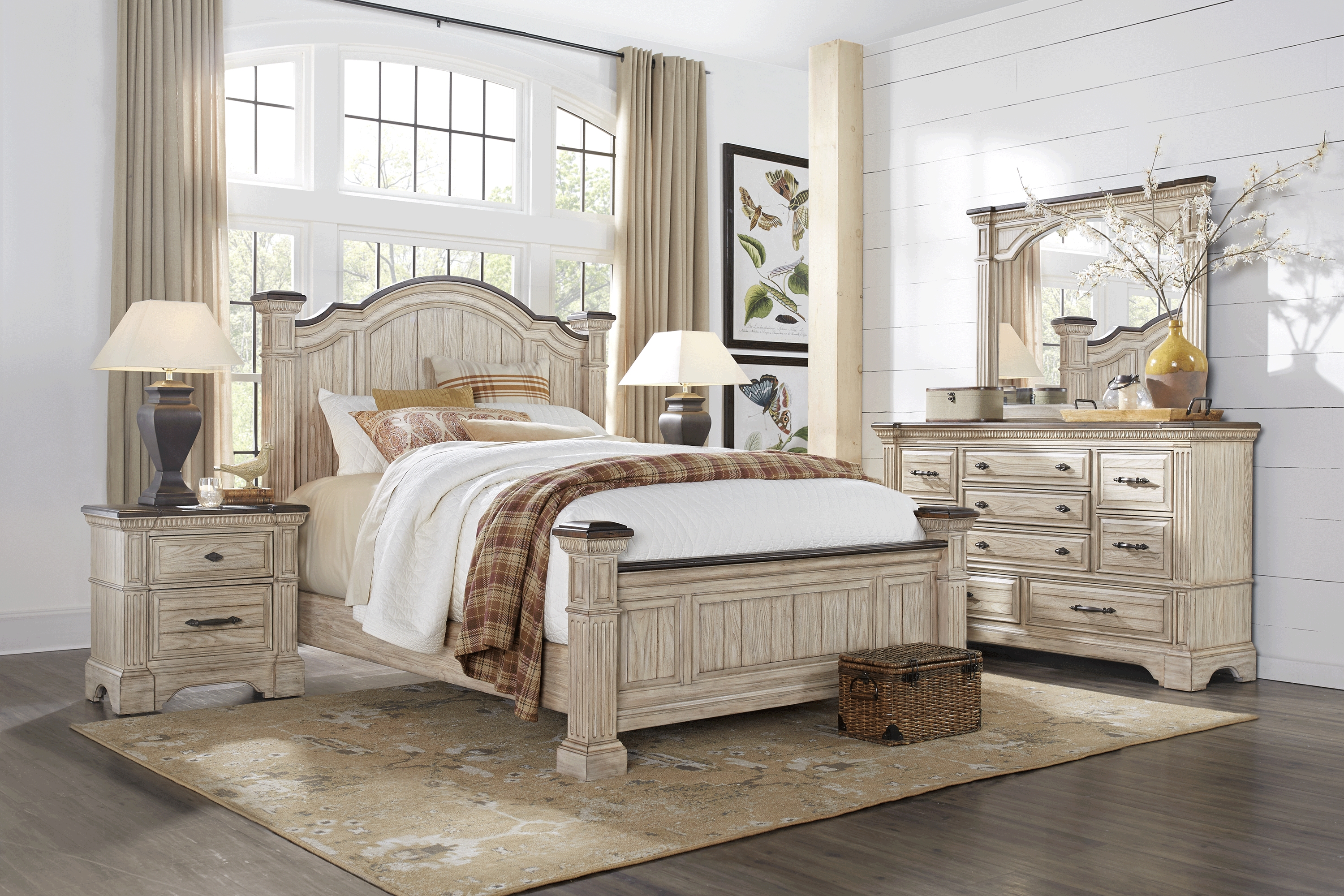 Summerset Cream 5 Pc King Poster Bedroom - Thumbnail - Image 1