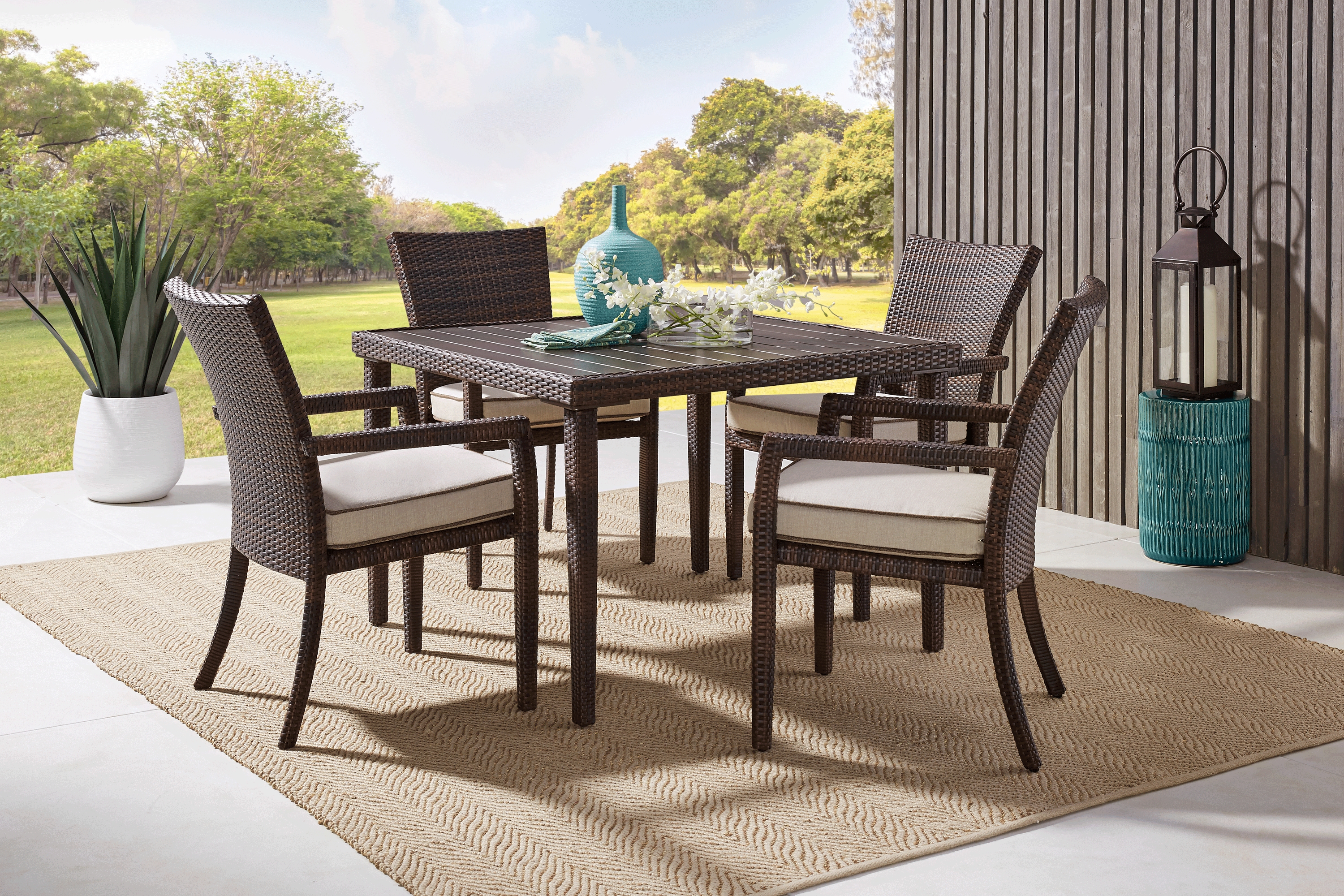 Summerset Way Brown 5 Pc Square Outdoor Dining Set - Thumbnail - Image 1
