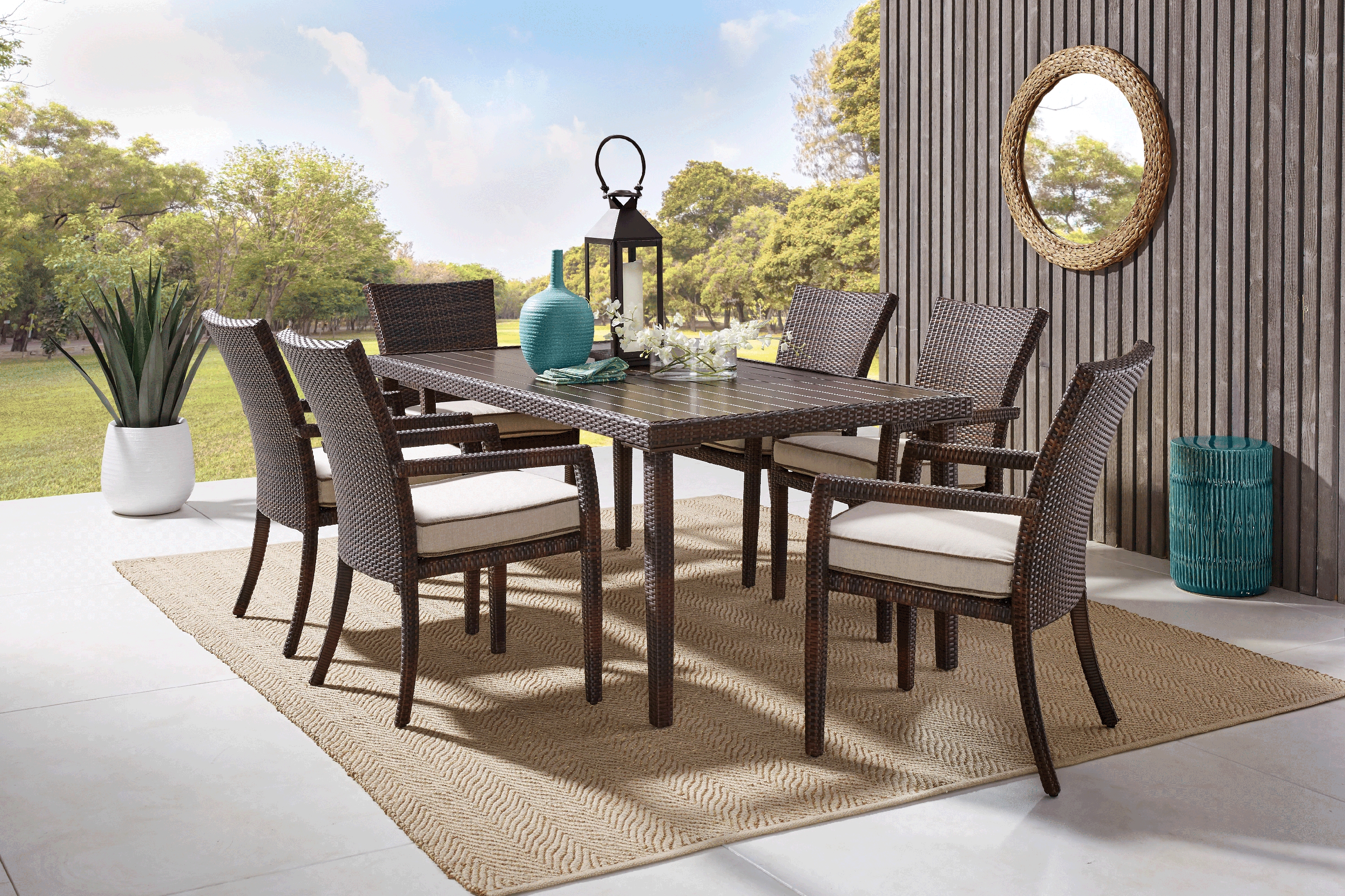 Summerset Way Brown 7 Pc Rectangle Outdoor Dining Set - Thumbnail - Image 1