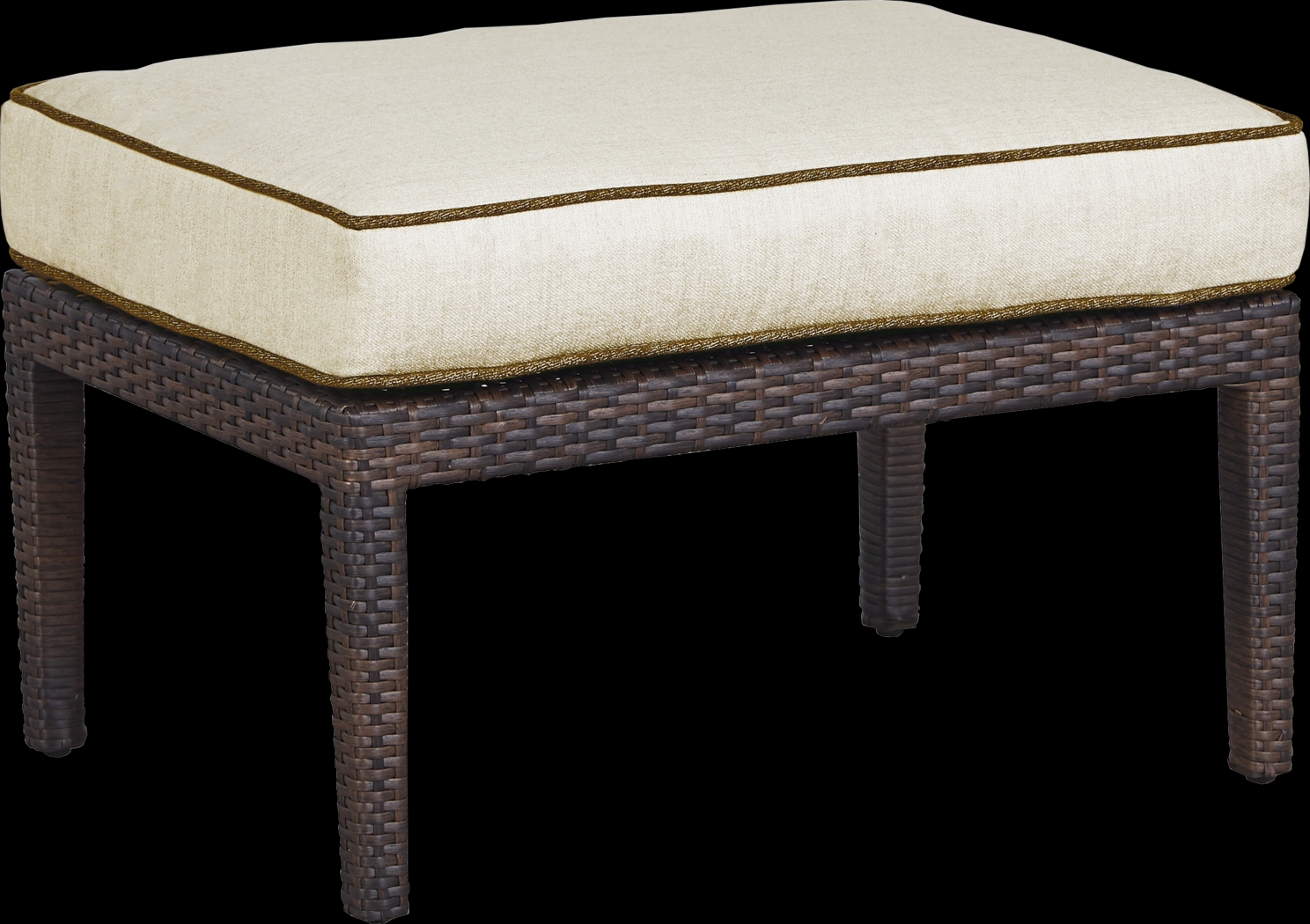 Summerset Way Brown Outdoor Ottoman with Sandstone Cushion - Thumbnail - Image 1