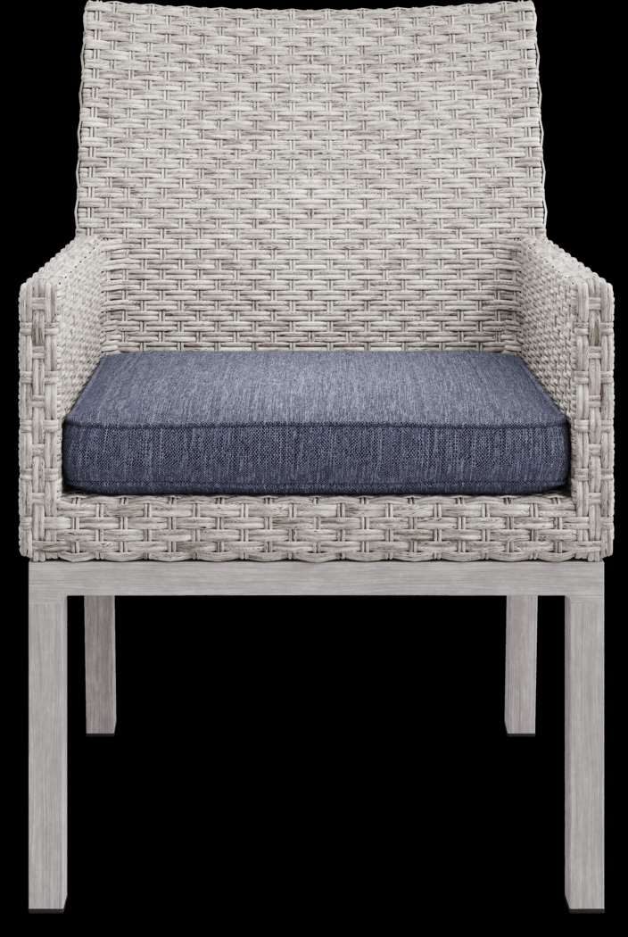 Sun Valley Light Gray 7 Pc Rectangle Outdoor Dining Set with Blue Cushions - Thumbnail - Image 8