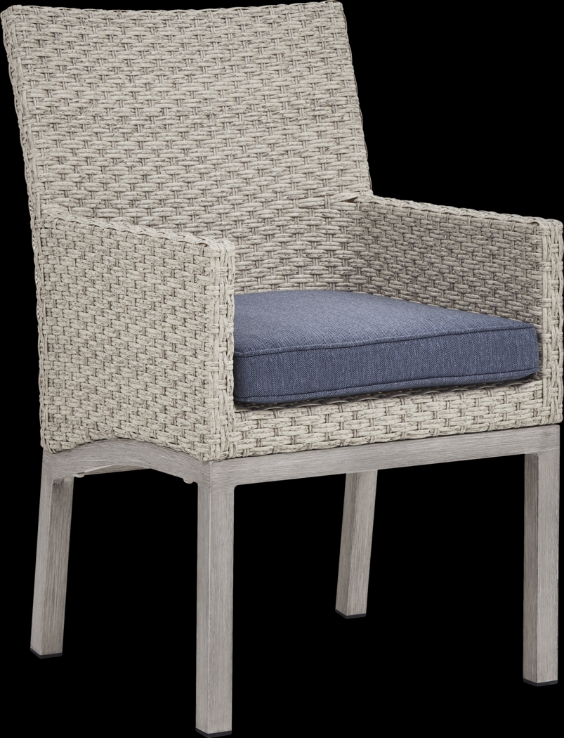 Sun Valley Light Gray 7 Pc Rectangle Outdoor Dining Set with Blue Cushions - Thumbnail - Image 7