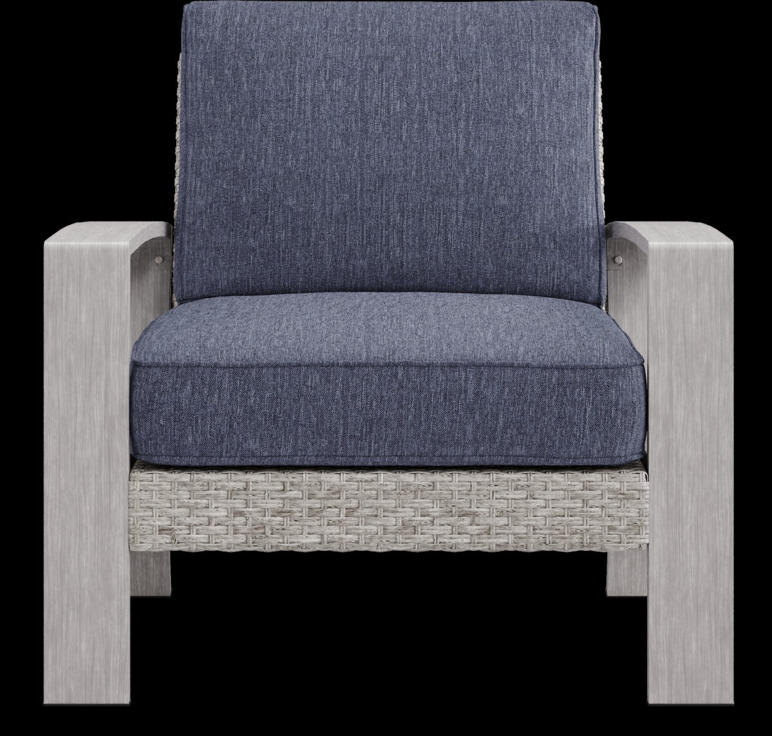 Sun Valley Light Gray 4 Pc Outdoor Seating Set with Blue Cushions - Thumbnail - Image 5