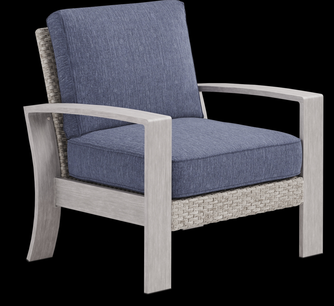 Sun Valley Light Gray 4 Pc Outdoor Seating Set with Blue Cushions - Thumbnail - Image 4