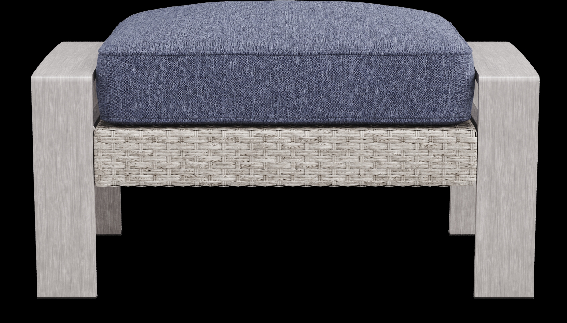 Sun Valley Light Gray Outdoor Ottoman With Blue Cushions - Thumbnail - Image 2